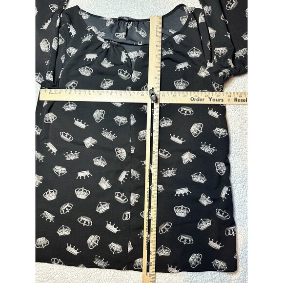 Thakoon Design Nation Top Womens Sz XS Black Crowns V Neck Long Sleeve Blouse - Picture 3 of 6